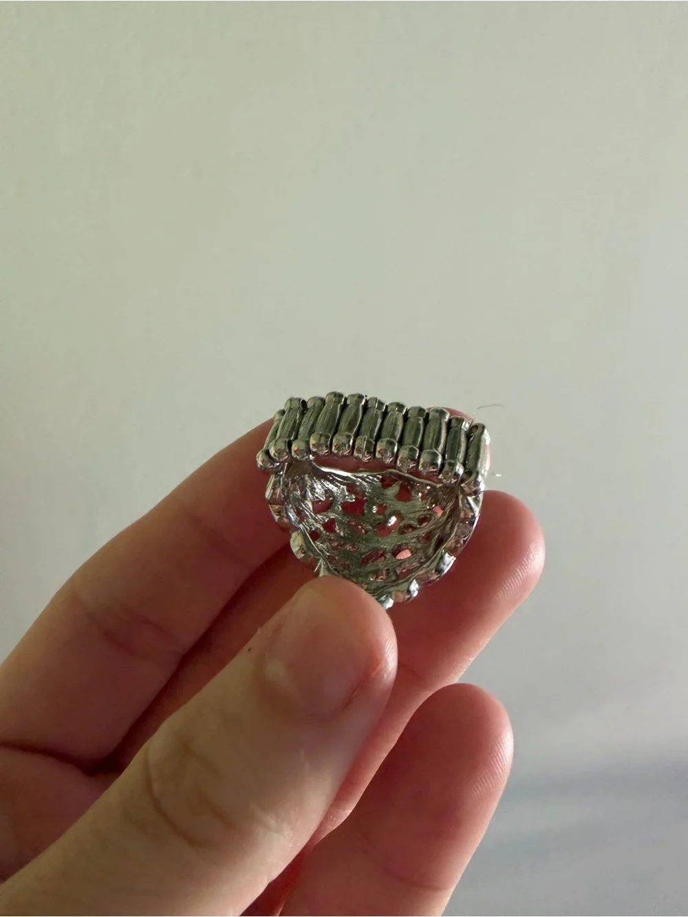 Silver Tone Filigree Scroll Stretch Ring Adjustable Statement Jewelry